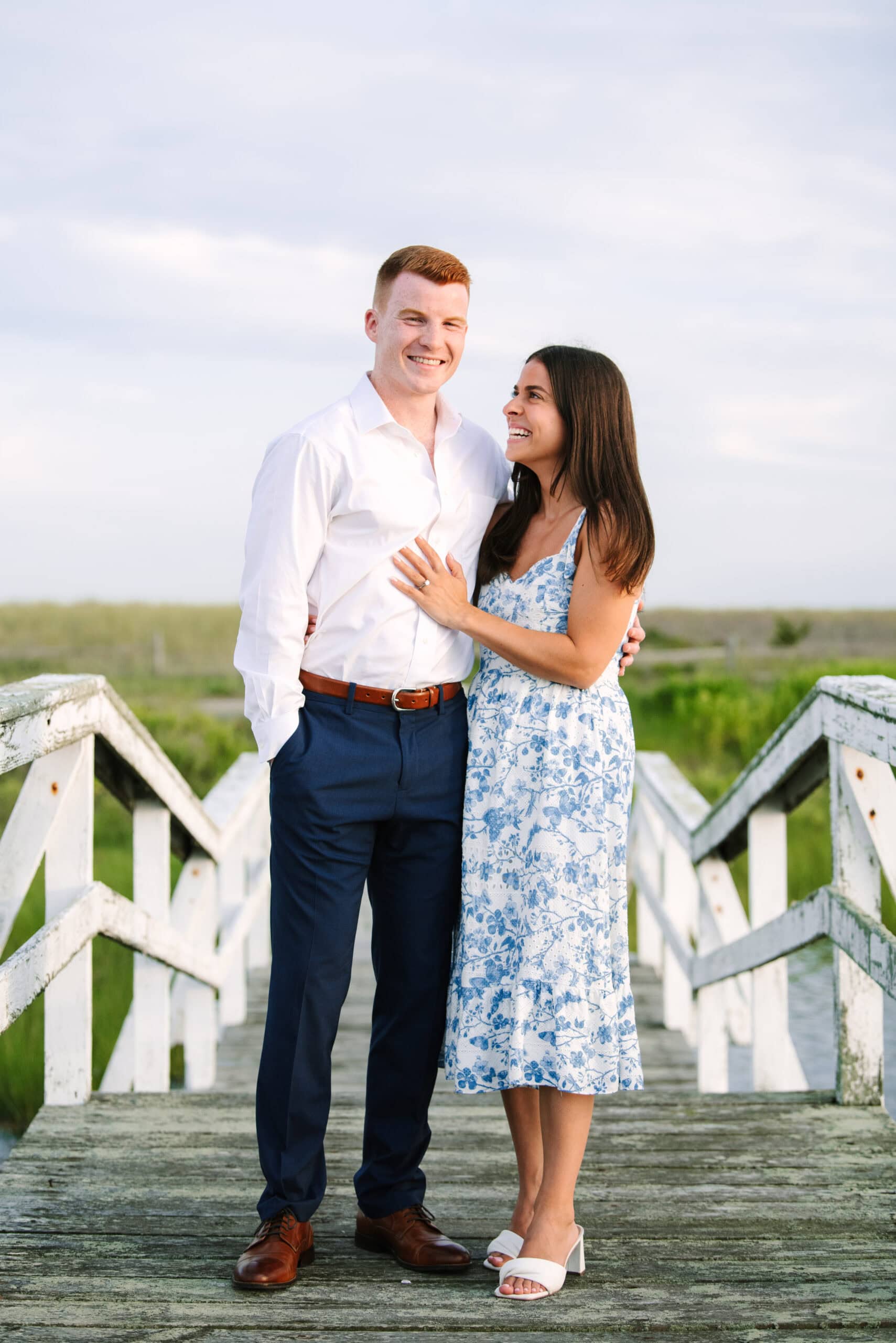 newly engaged couple smiling after a falmouth cape cod surprise proposal