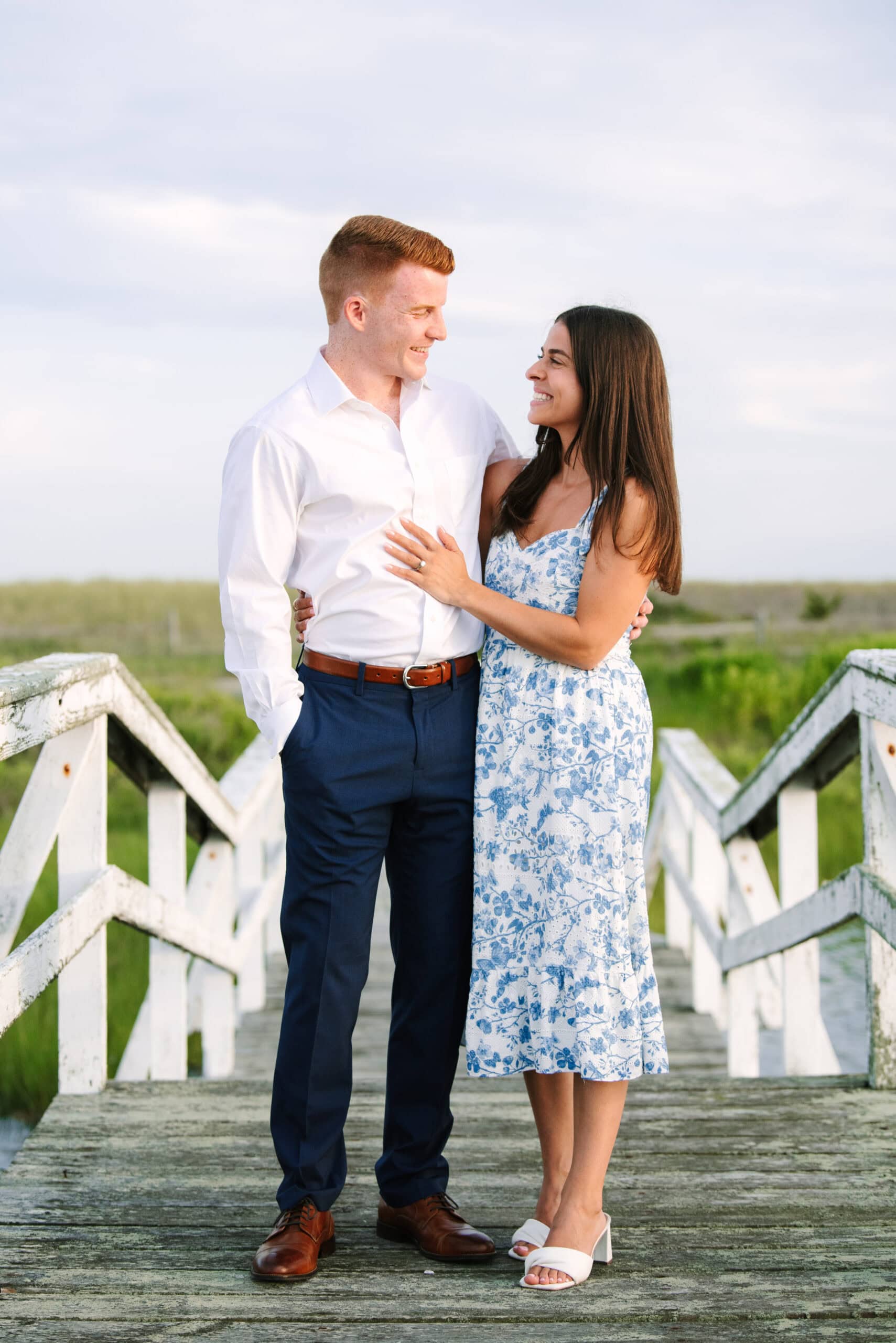 newly engaged couple smiling after a falmouth cape cod surprise proposal