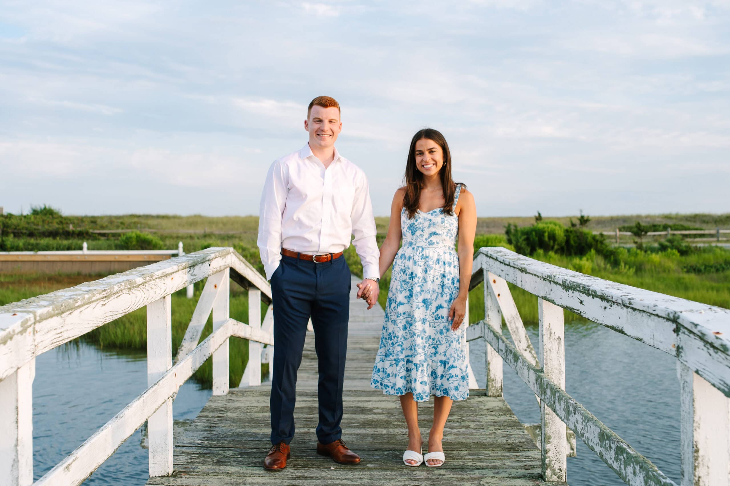 newly engaged couple smiling after a falmouth cape cod surprise proposal