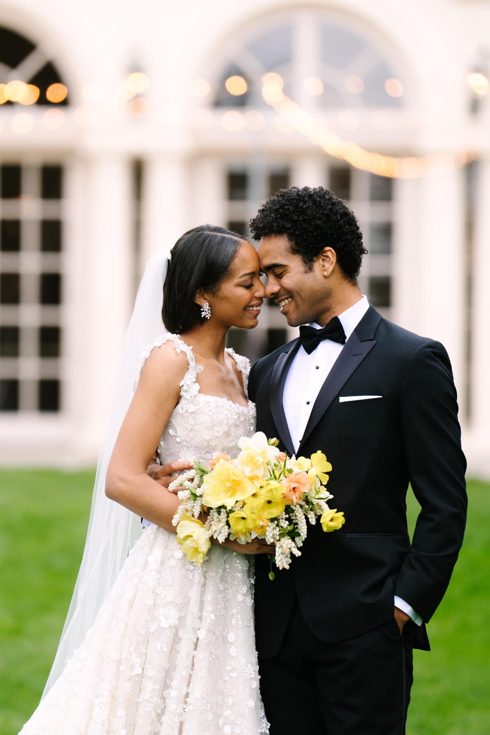 close up of bride and groom almost kissing during their wadsworth mansion wedding