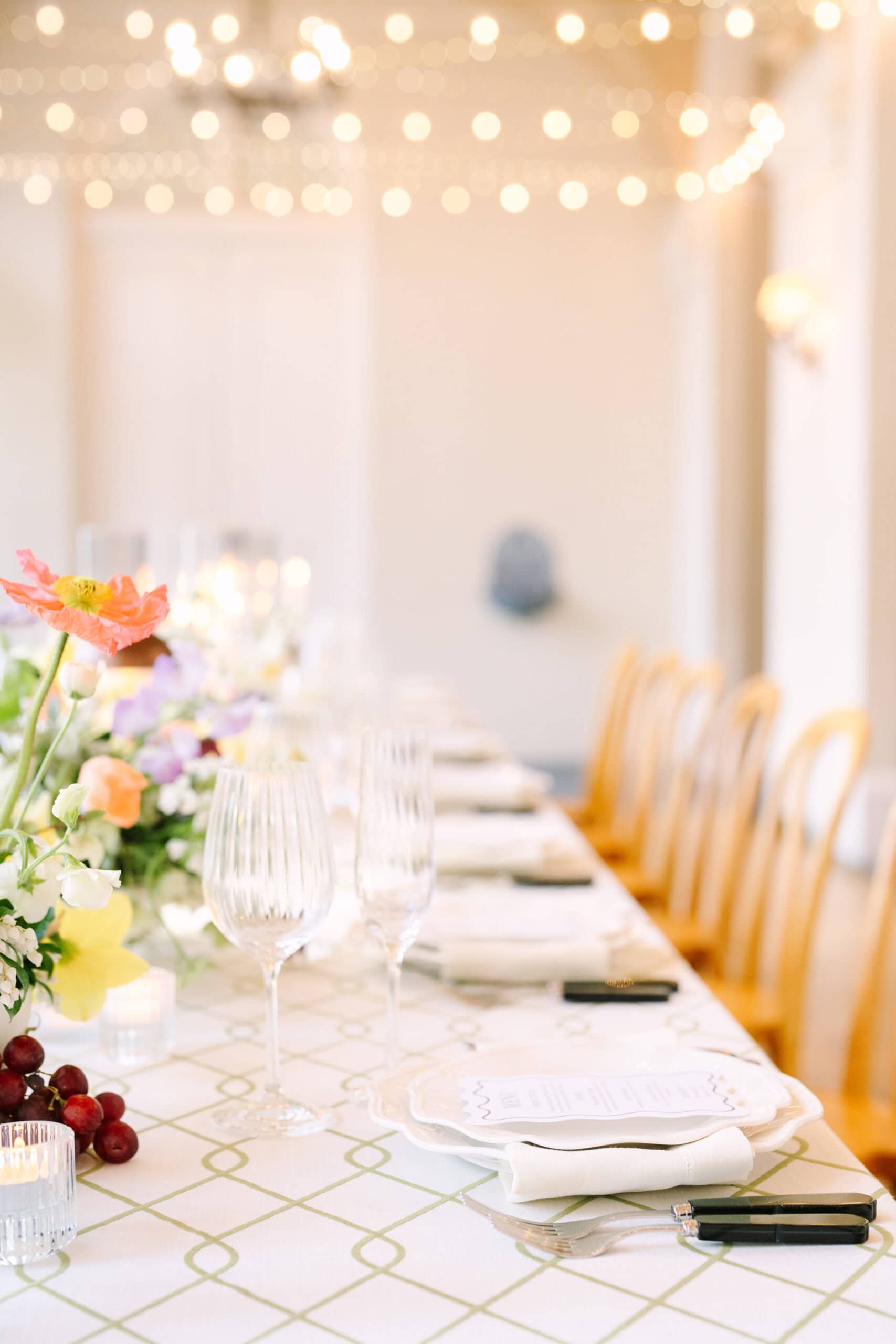 closeup of a tablescape at a wadsworth mansion wedding reception in connecticut