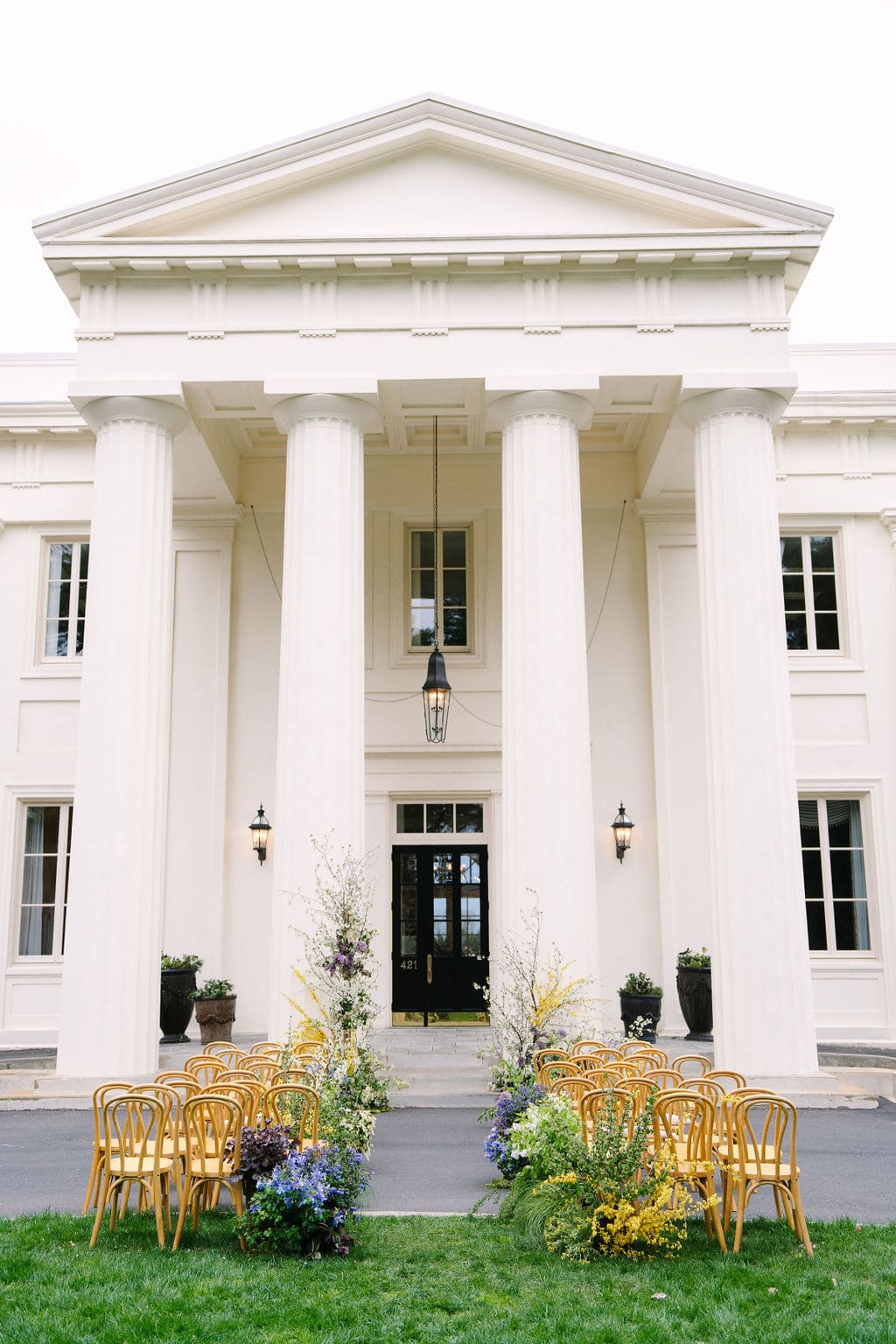 vertical shot of the ceremony site without guests at the wadsworth mansion wedding venue